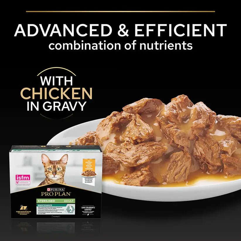 PRO PLAN STERILISED ADULT WET CAT FOOD WITH CHICKEN GRILLED IN GRAVY, 26 X 85G Purina Pro Plan