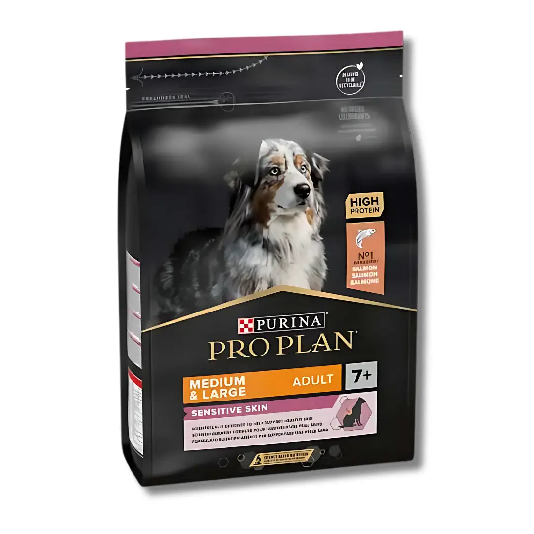 PURINA® PRO PLAN® MEDIUM & LARGE ADULT 7+ AGE SENSITIVE SKIN, RICH IN SALMON DRY DOG FOOD Purina Pro Plan