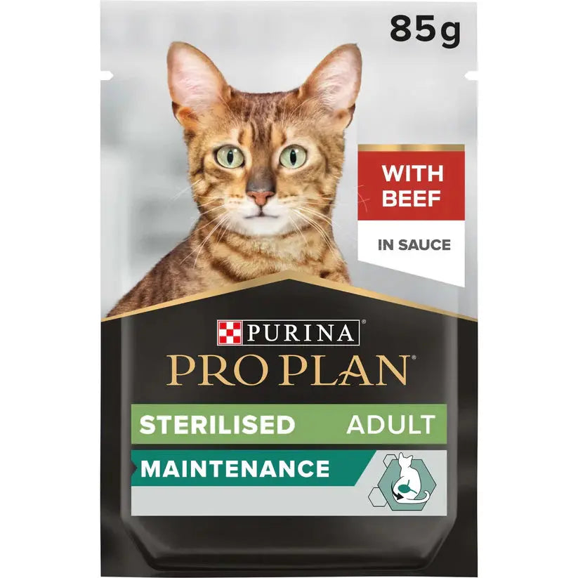 PRO PLAN STERILISED WET CAT FOOD WITH BEEF GRILLED IN GRAVY 26 x 85G Purina Pro Plan