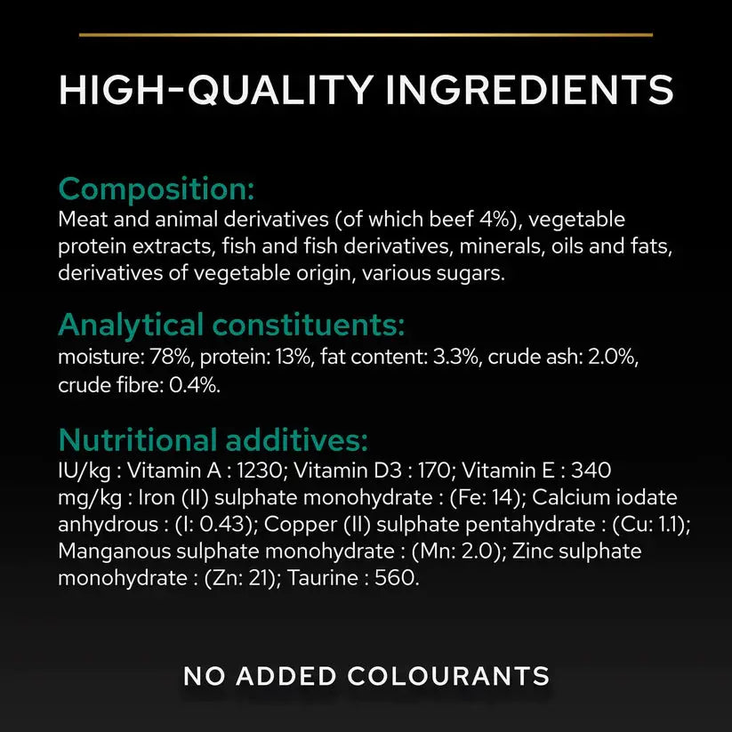 PRO PLAN STERILISED WET CAT FOOD WITH BEEF GRILLED IN GRAVY 26 x 85G Purina Pro Plan