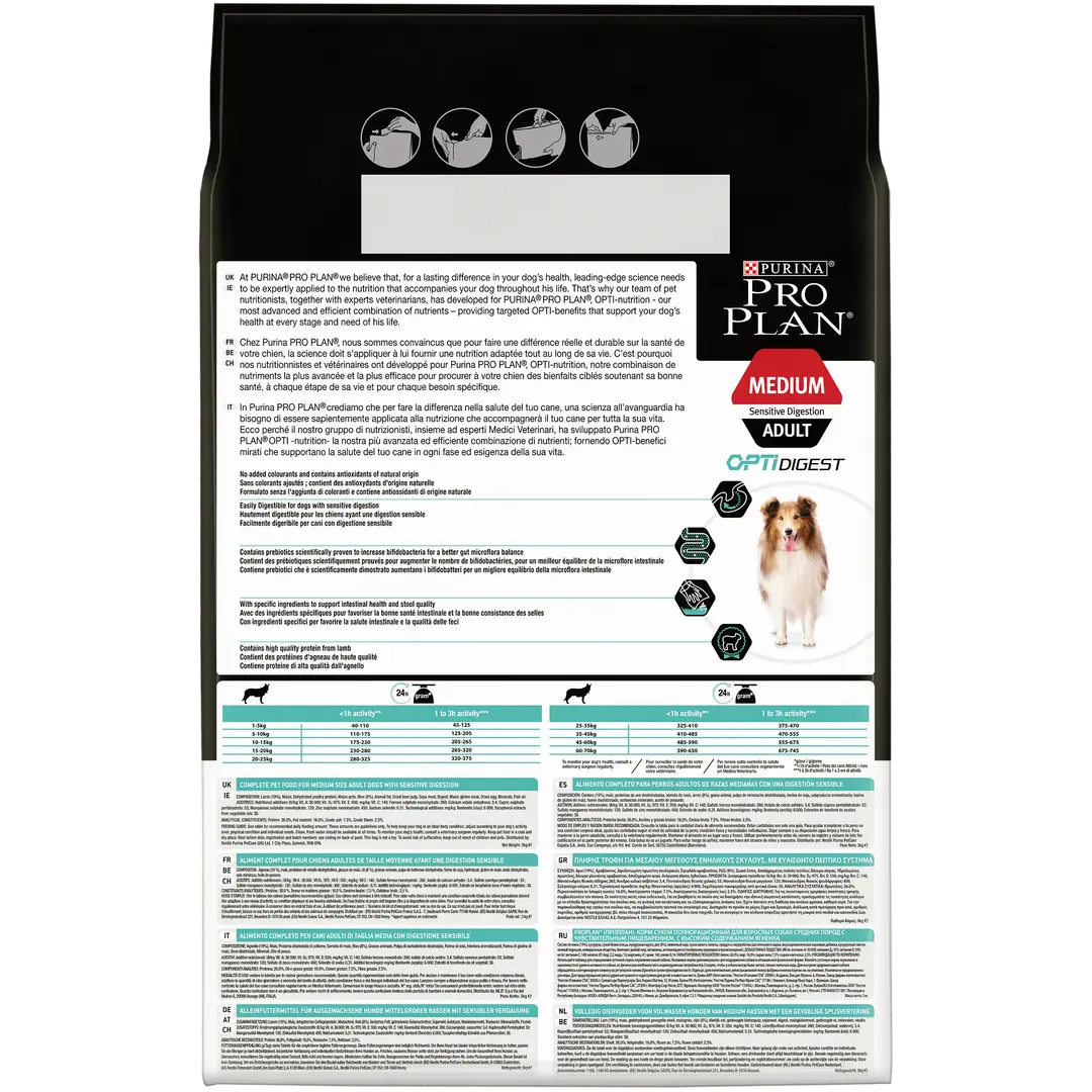 PURINA® PRO PLAN® DOG MEDIUM ADULT SENSITIVE DIGESTION WITH OPTIDIGEST® RICH IN LAMB DRY DOG FOOD PetFit.ae