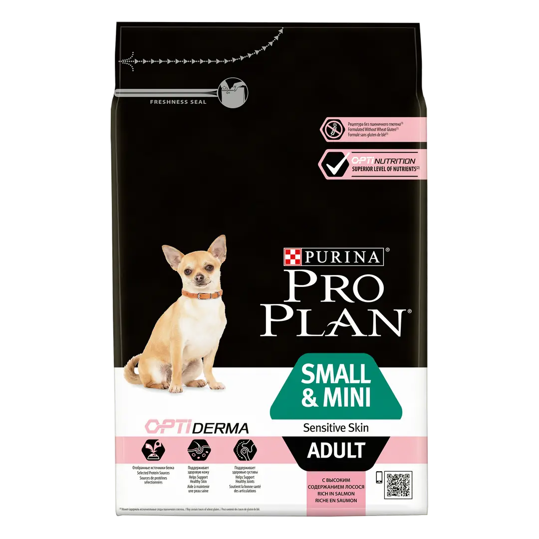 PURINA® PRO PLAN® DOG SMALL & MINI ADULT SENSITIVE SKIN WITH OPTIDERMA® RICH IN SALMON 3 KG PetFit.ae