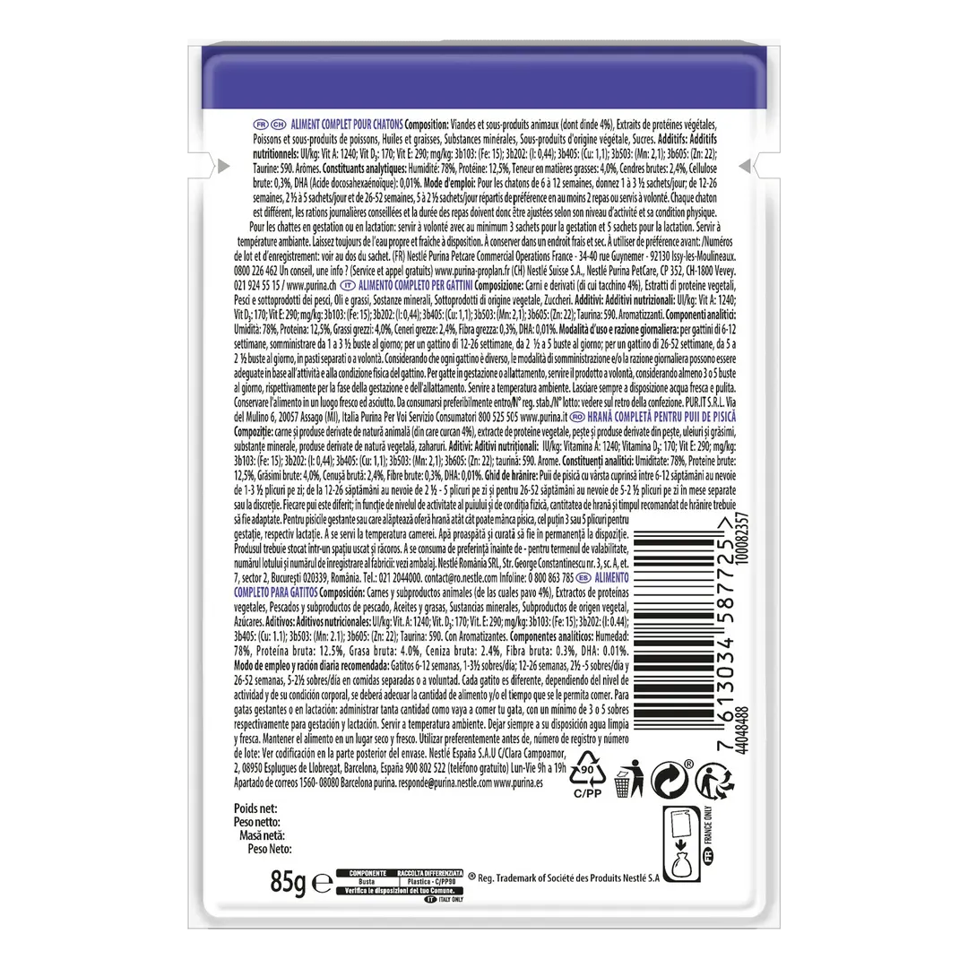 PURINA® PRO PLAN® KITTEN NUTRISAVOUR TURKEY IN GRAVY WET CAT FOOD, 85 GM PACK OF 26 Purina Pro Plan