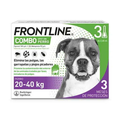 FRONTLINE FLEA & TICK SPOT ON COMBO FOR DOGS & HOME PROTECTION, 20 - 40 KG  | 3 Doses Boehringer Ingelheim