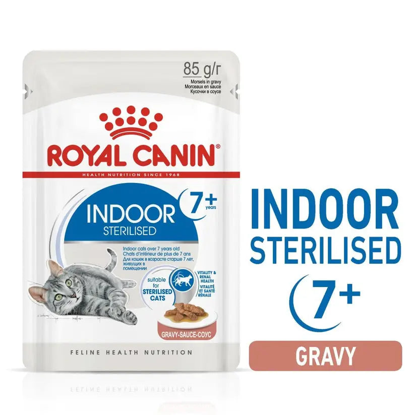 ROYAL CANIN FELINE HEALTH NUTRITION INDOOR STERILISED 7+ GRAVY WET FOOD POUCH, 85G Royal Canin