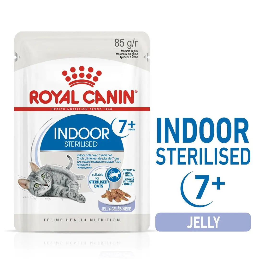 ROYAL CANIN FELINE HEALTH NUTRITION INDOOR STERILISED 7+ JELLY WET FOOD POUCH, 85G Royal Canin