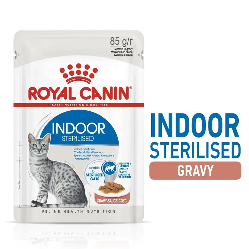ROYAL CANIN FELINE HEALTH NUTRITION INDOOR STERILISED GRAVY WET CAT FOOD POUCH, 85G Royal Canin