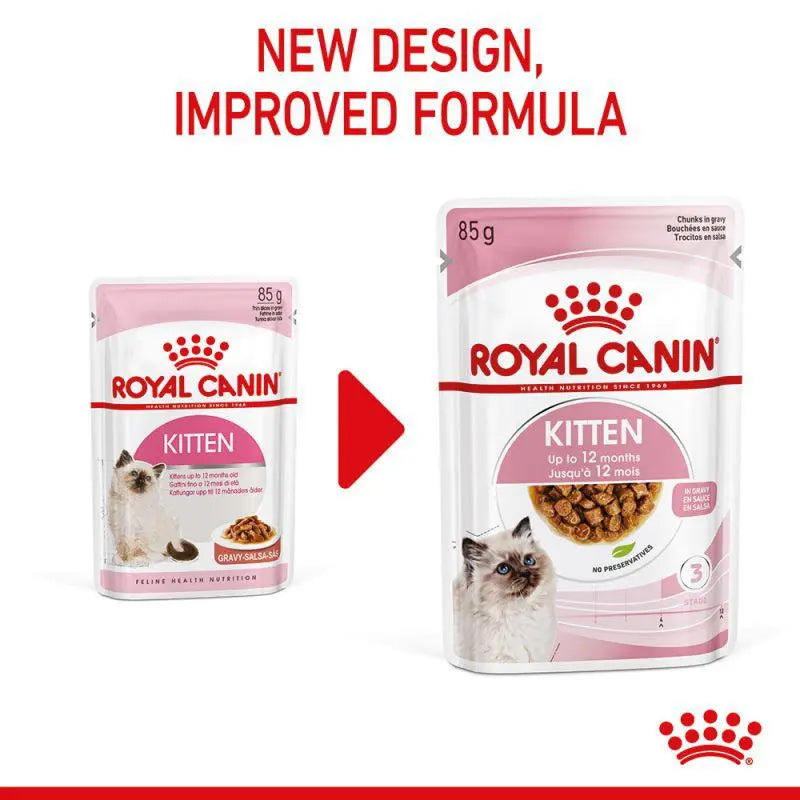 ROYAL CANIN FELINE HEALTH NUTRITION KITTEN GRAVY WET FOOD POUCH 1 Box(12×85g) Royal Canin