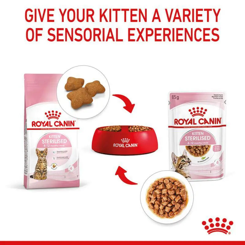 ROYAL CANIN FELINE HEALTH NUTRITION KITTEN STERILISED GRAVY WET CAT FOOD POUCH, 85G Royal Canin