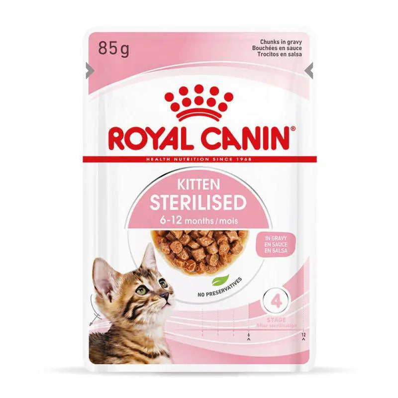 ROYAL CANIN FELINE HEALTH NUTRITION KITTEN STERILISED GRAVY WET CAT FOOD POUCH, 85G Royal Canin