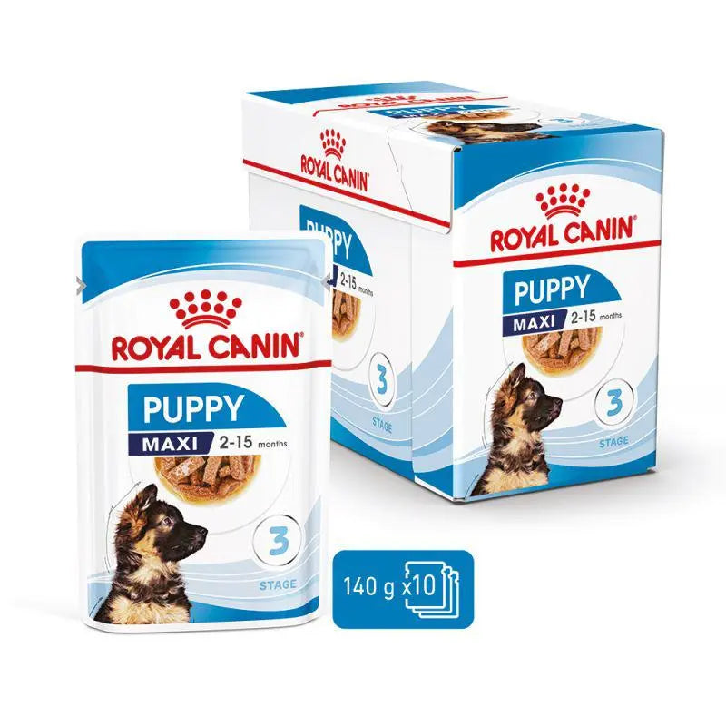 ROYAL CANIN SIZE HEALTH NUTRITION MAXI PUPPY WET FOOD POUCH, 10x140g Royal Canin