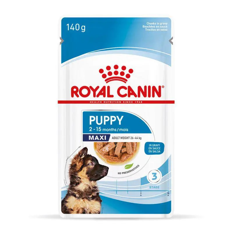 ROYAL CANIN SIZE HEALTH NUTRITION MAXI PUPPY WET FOOD POUCH, 10x140g Royal Canin