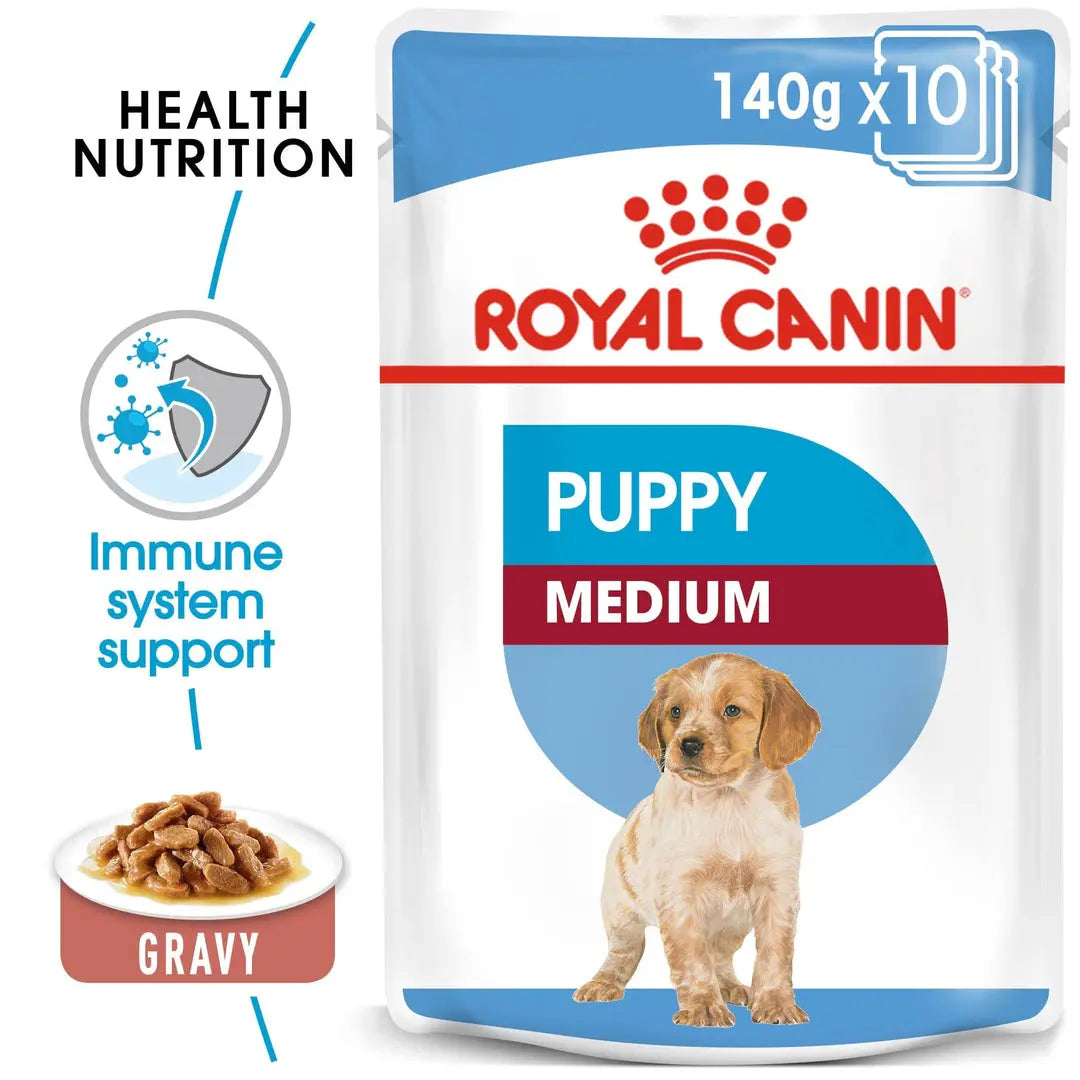 ROYAL CANIN SIZE HEALTH NUTRITION MEDIUM PUPPY WET FOOD POUCH, 140G Royal Canin