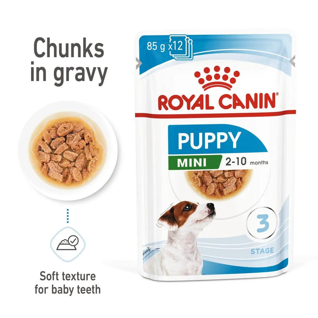 ROYAL CANIN SIZE HEALTH NUTRITION MINI PUPPY WET FOOD POUCH, 12×85g Royal Canin