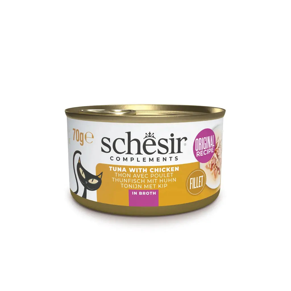 SCHESIR COMPLETE & BALANCE NUTRITION WET CAT FOOD IN BROTH CAN 85G Schesir