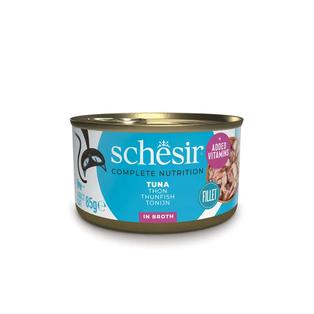 SCHESIR COMPLETE & BALANCE NUTRITION WET CAT FOOD IN BROTH CAN 85G Schesir