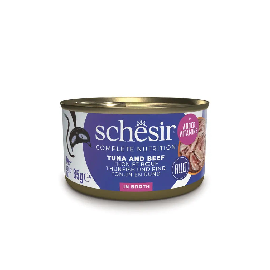 SCHESIR COMPLETE & BALANCE NUTRITION WET CAT FOOD IN BROTH CAN 85G Schesir