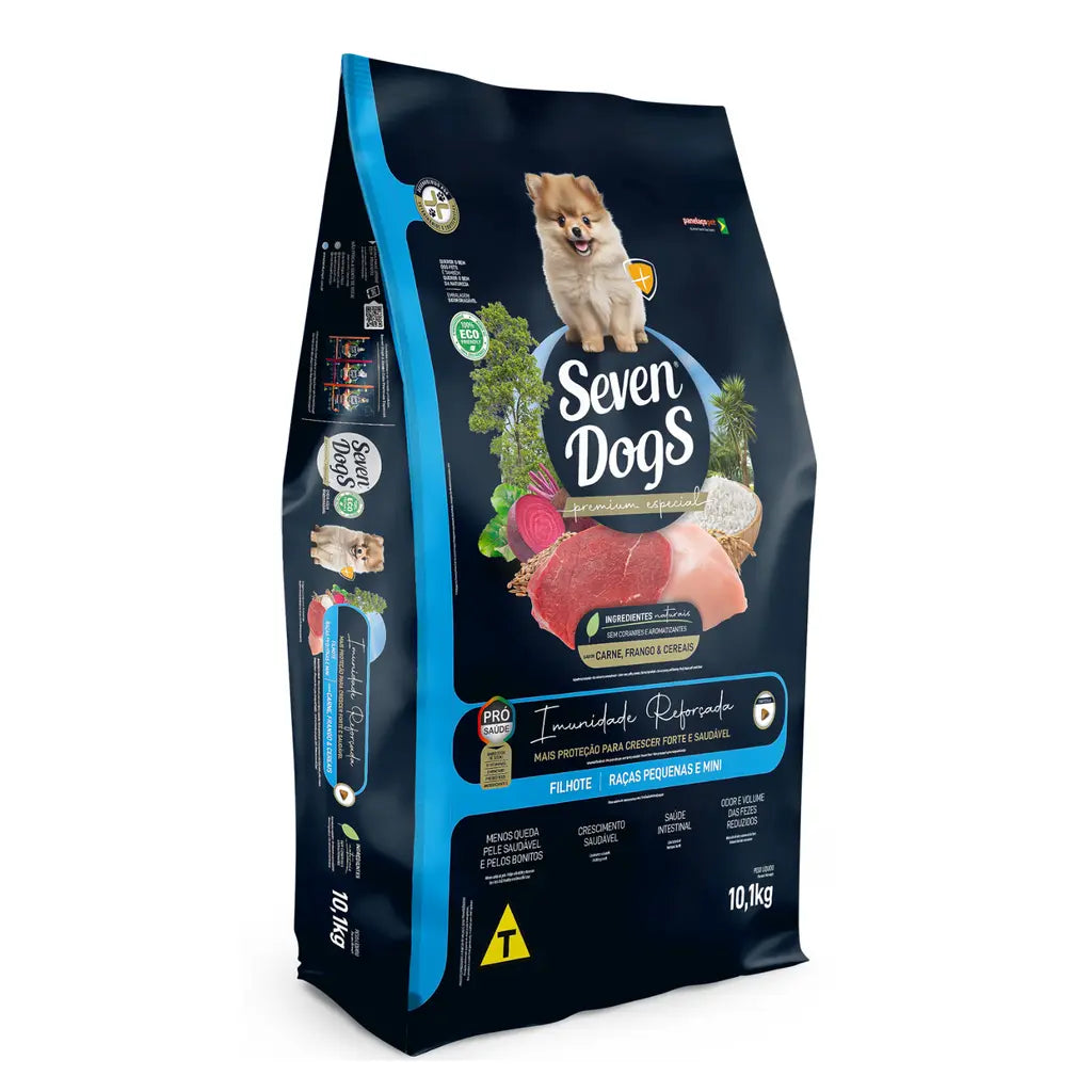 SEVEN DOGS SMALL AND MINI BREED DOG FOOD FOR PUPPIES - BEEF,CHICKEN AND CEREALS 10.1KG Seven Dogs