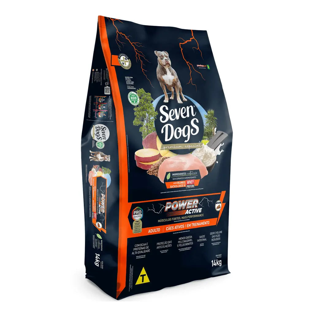 SEVEN DOGS POWER ACTIVE DOG FOOD CHICKEN,SWEET POTATOES & WHEY PROTEIN 14KG Seven Dogs