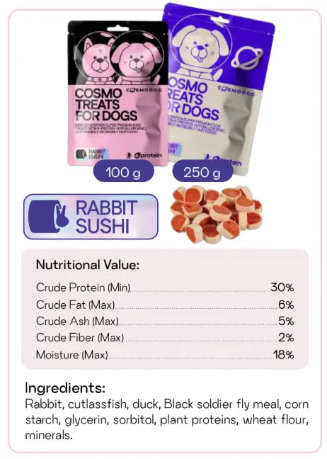 COSMO TREATS FOR DOG RABBIT SUSHI COSMO PETS