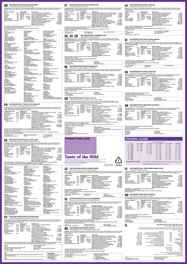 TASTE OF THE WILD SIERRA MOUNTAIN CANINE RECIPE TASTE OF THE WILD