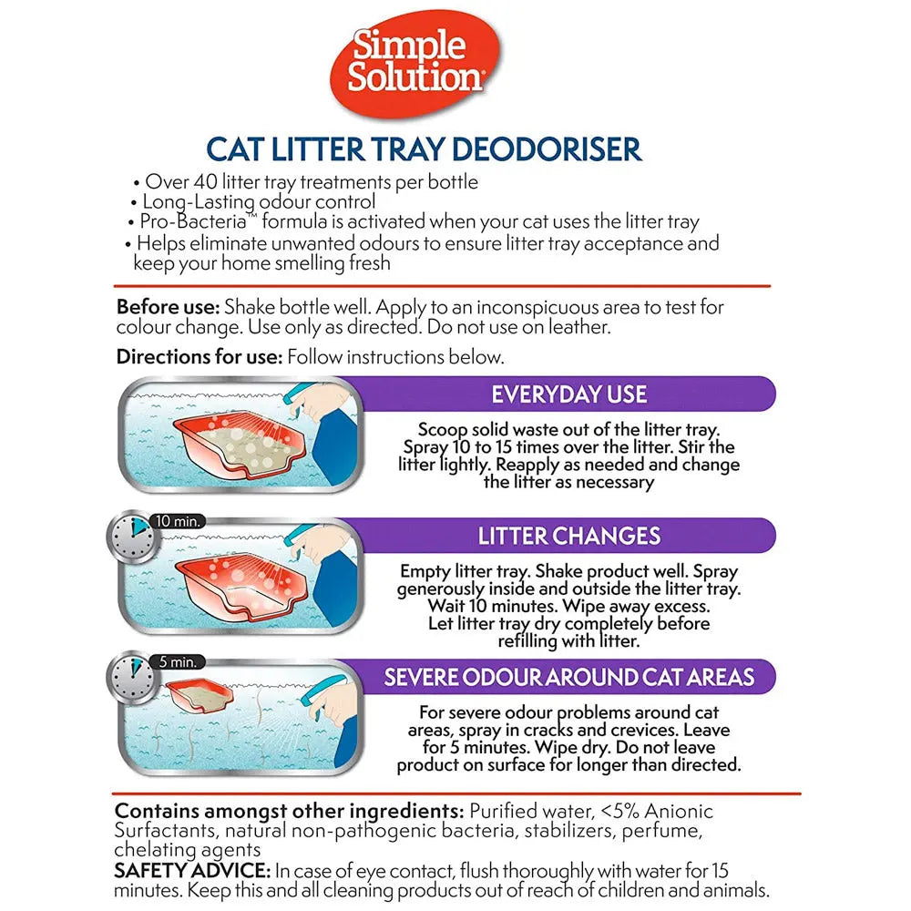 SIMPLE SOLUTION CAT LITTER TRAY DEODORISER 500ML SIMPLE SOLUTION
