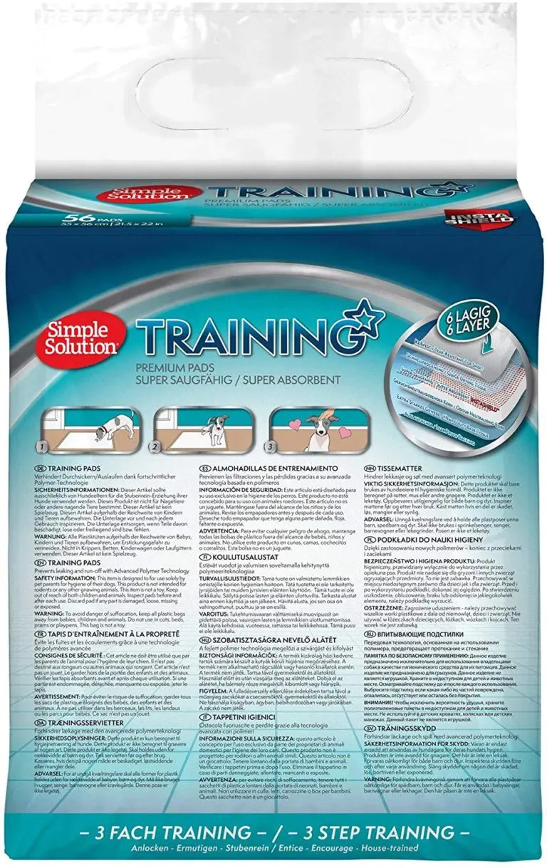 SIMPLE SOLUTION PREMIUM DOG AND PUPPY TRAINING PADS 56PADS SIMPLE SOLUTION