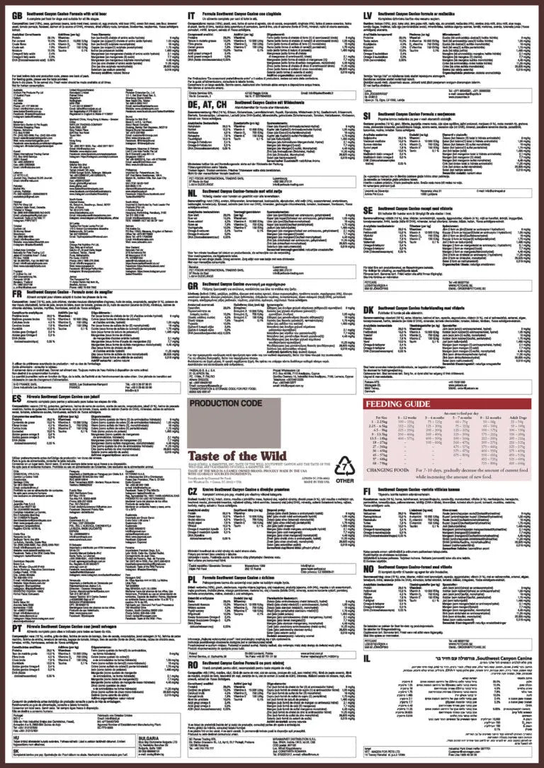 TASTE OF THE WILD SOUTHWEST CANYON CANINE RECIPE TASTE OF THE WILD