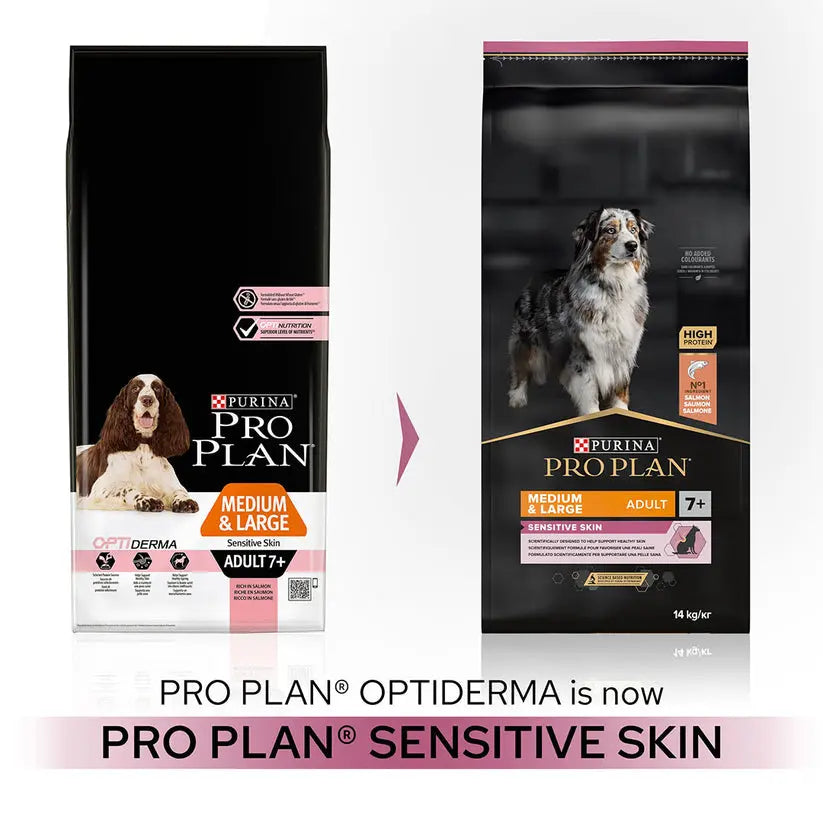 PURINA® PRO PLAN® MEDIUM & LARGE ADULT 7+ AGE SENSITIVE SKIN, RICH IN SALMON DRY DOG FOOD PetFit.ae