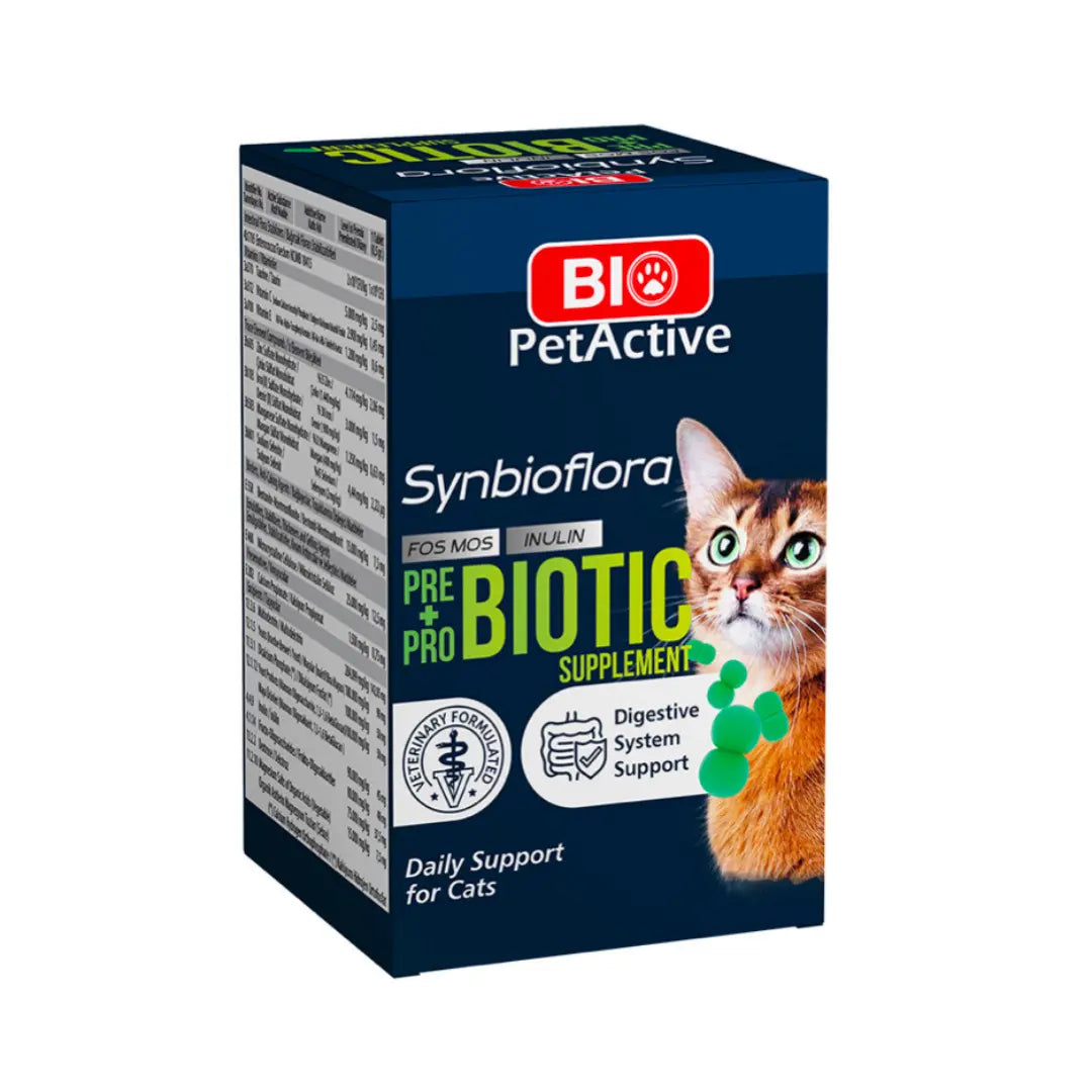BIO PETACTIVE SYNBIOFLORA PRE+PROBIOTICS FOR CATS 60CHEWABLE TABLETS Bio PetActive