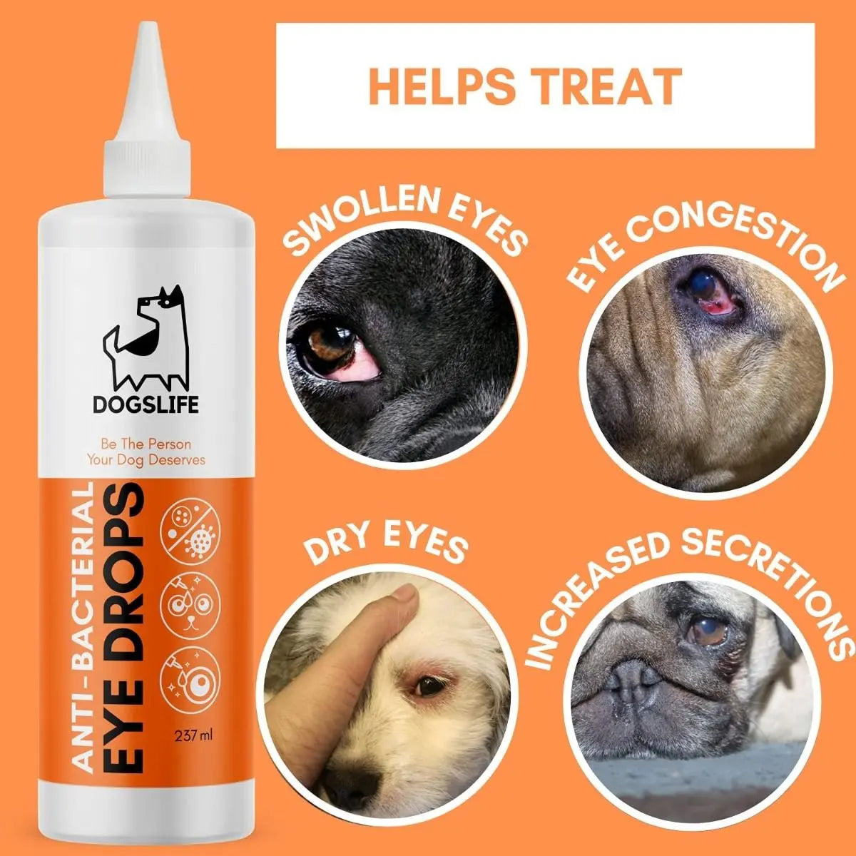 DOGSLIFE ANTI-BACTERIAL EYE DROPS DOG 237ML DOGSLIFE