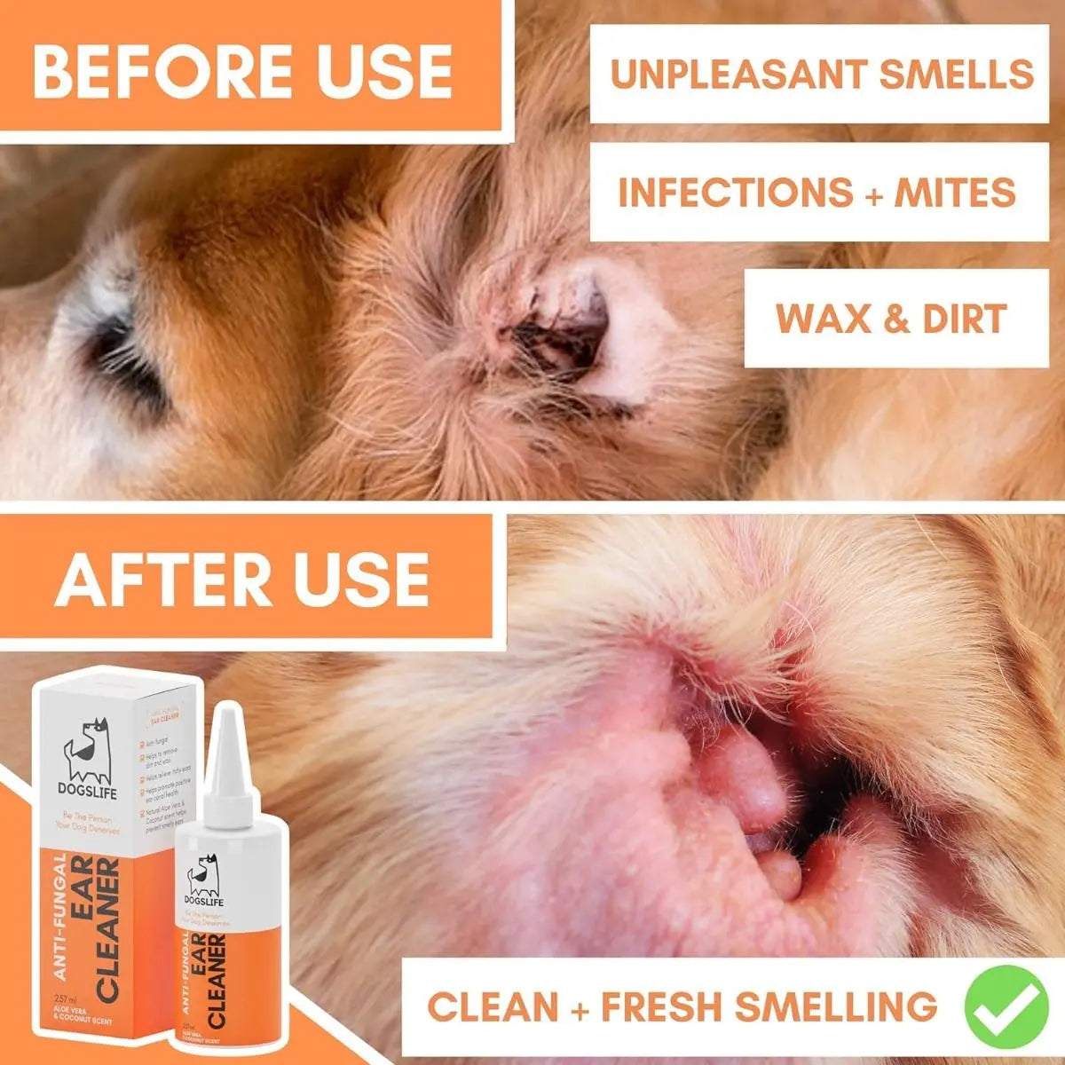 DOGSLIFE ANTI-FUNGAL EAR CLEANER DOG 237ML DOGSLIFE