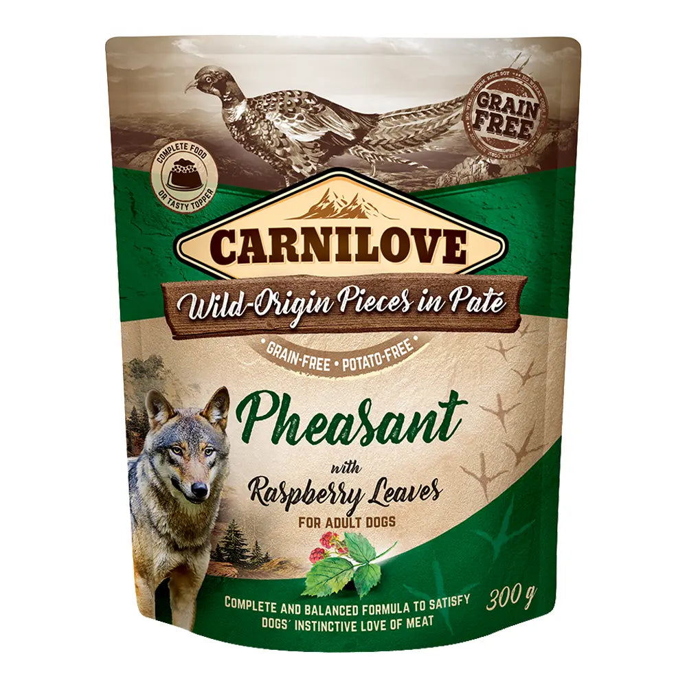 Carnilove Pheasant with Raspberry Leaves for Adult Dogs (Wet Food Pouches) 12x300g Petszapp