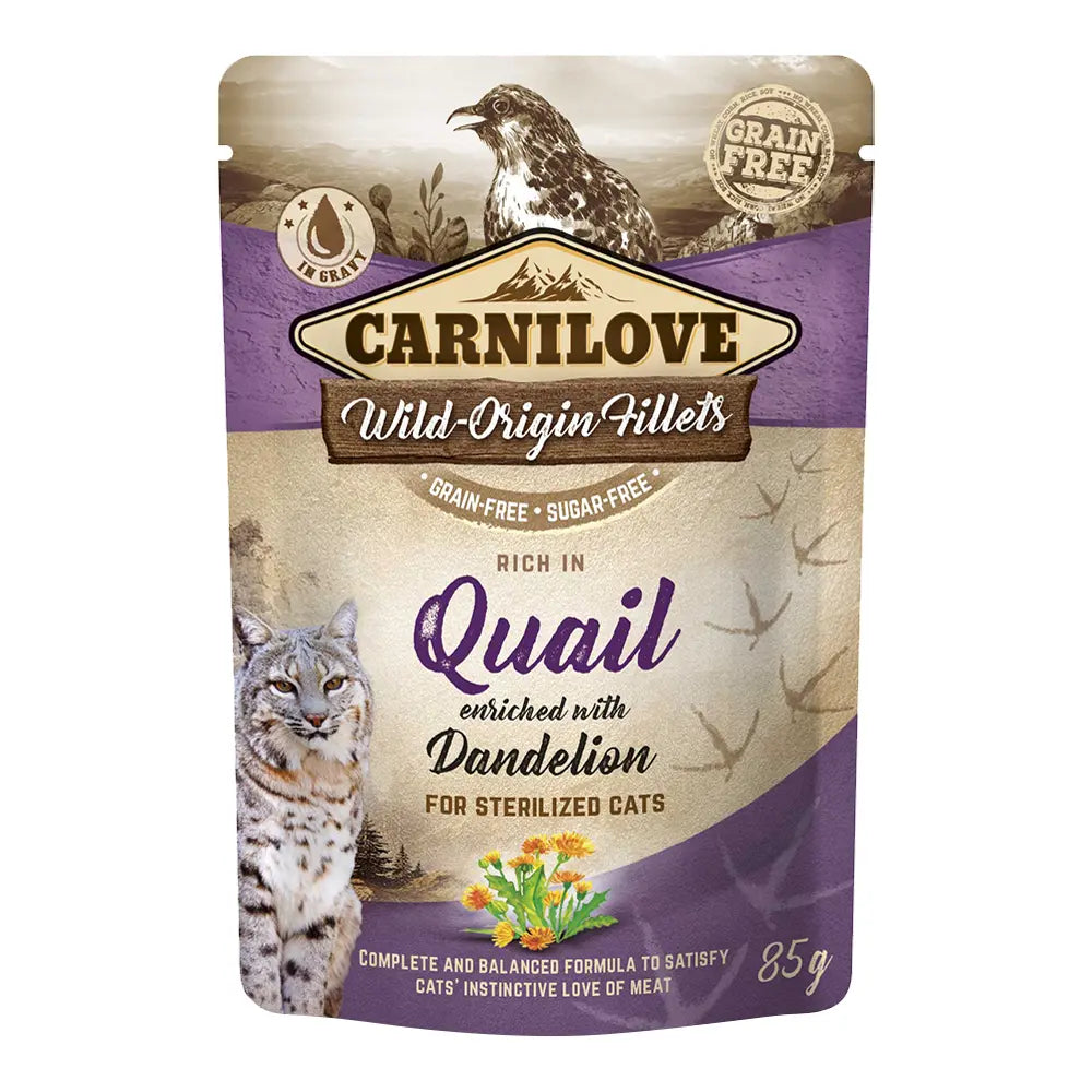 Carnilove Quail enriched with Dandelion for Sterilized Cats (Wet Food Pouches) 24x85g Petszapp