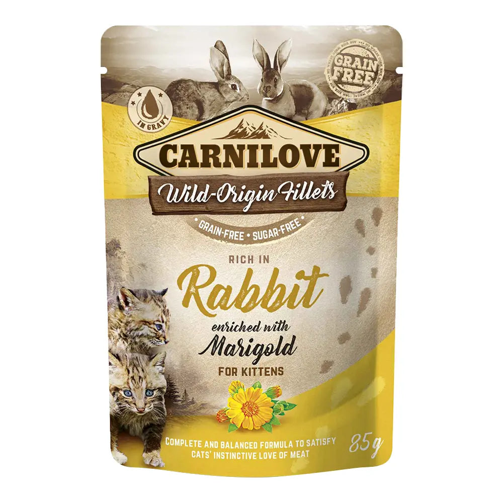 Carnilove Rabbit enriched with Marigold for Kittens (Wet Food Pouches) 24x85g Petszapp