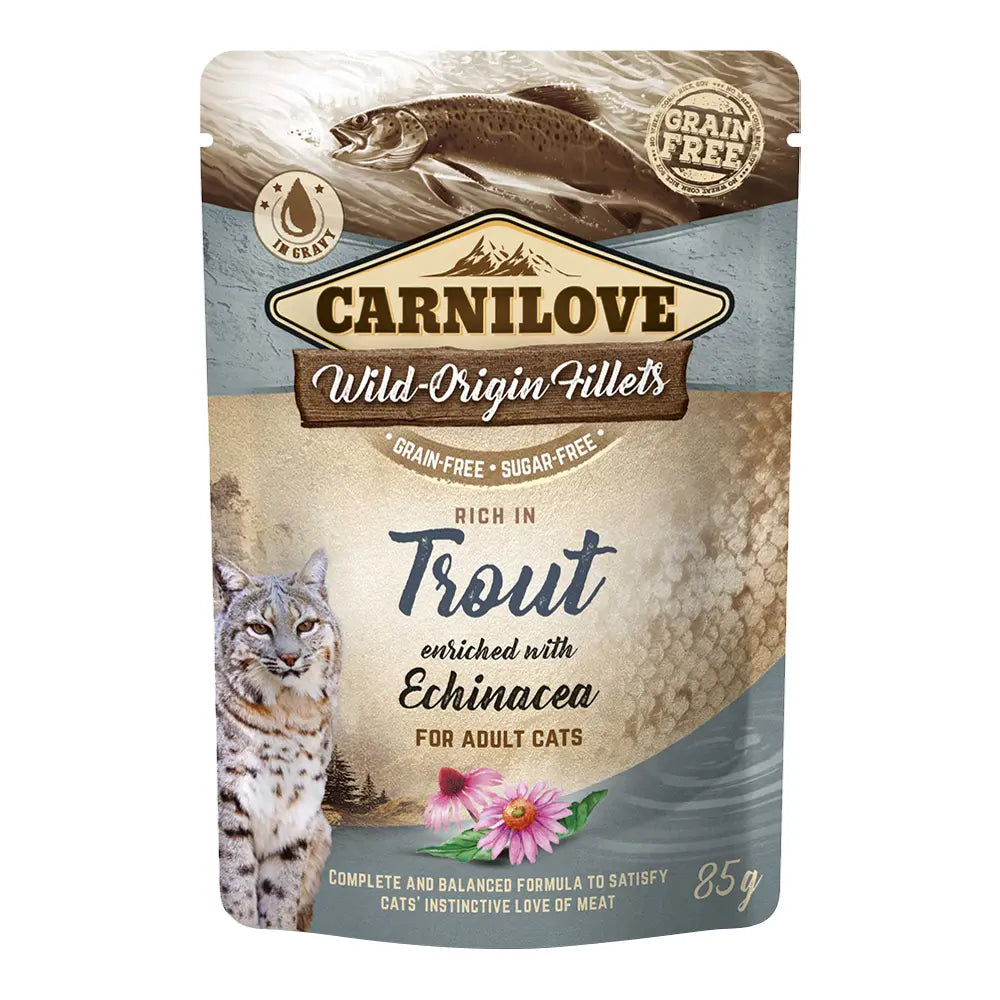 Carnilove Trout enriched with Echinacea for Adult Cats (Wet Food Pouches) 24x85g Petszapp