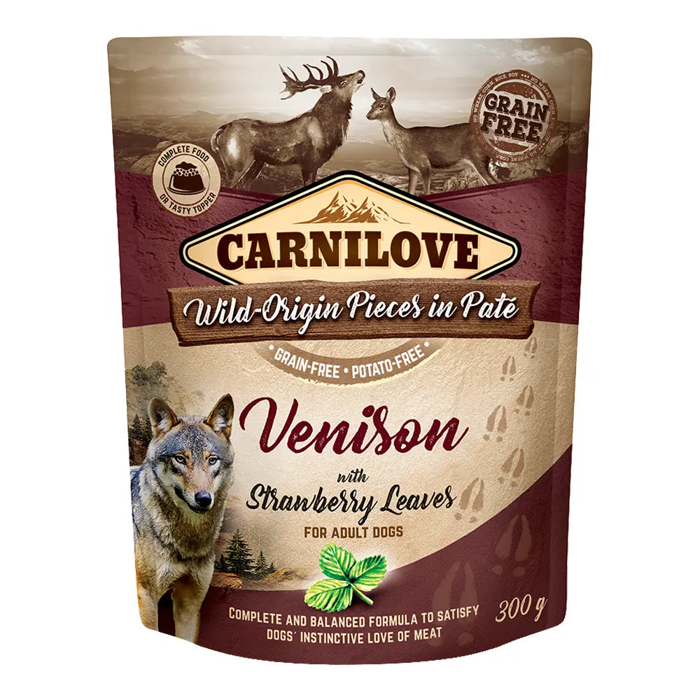 Carnilove Venison with Strawberry Leaves for Adult Dogs (Wet Food Pouches) 12x300g Petszapp