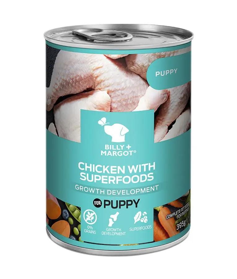 BILLY & MARGOT CHICKEN WITH SUPERFOODS CANNED WET PUPPY FOOD 395G BILLY & MARGOT
