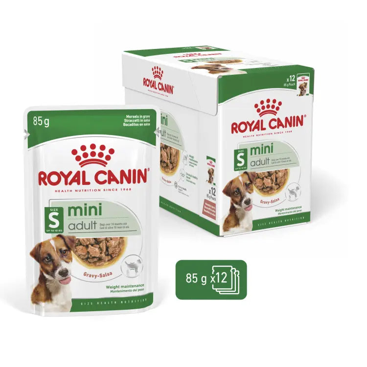 ROYAL CANIN SIZE HEALTH NUTRITION MINI ADULT WET FOOD POUCH 12X85G Royal Canin