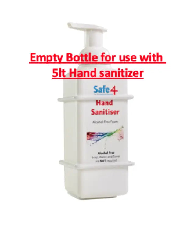 SAFE4 EMPTY FOAM BOTTLE FOR USE WITH VIRUCIDAL FOAM HAND SANITISER 600ML SAFE4