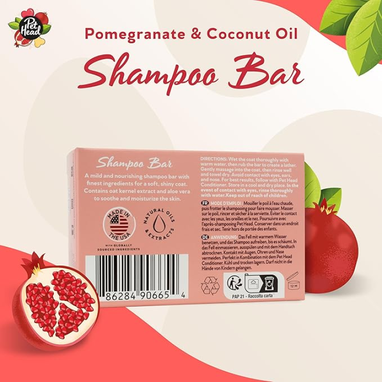PET HEAD POMEGRANTE SHAMPOO BAR 85G PET HEAD