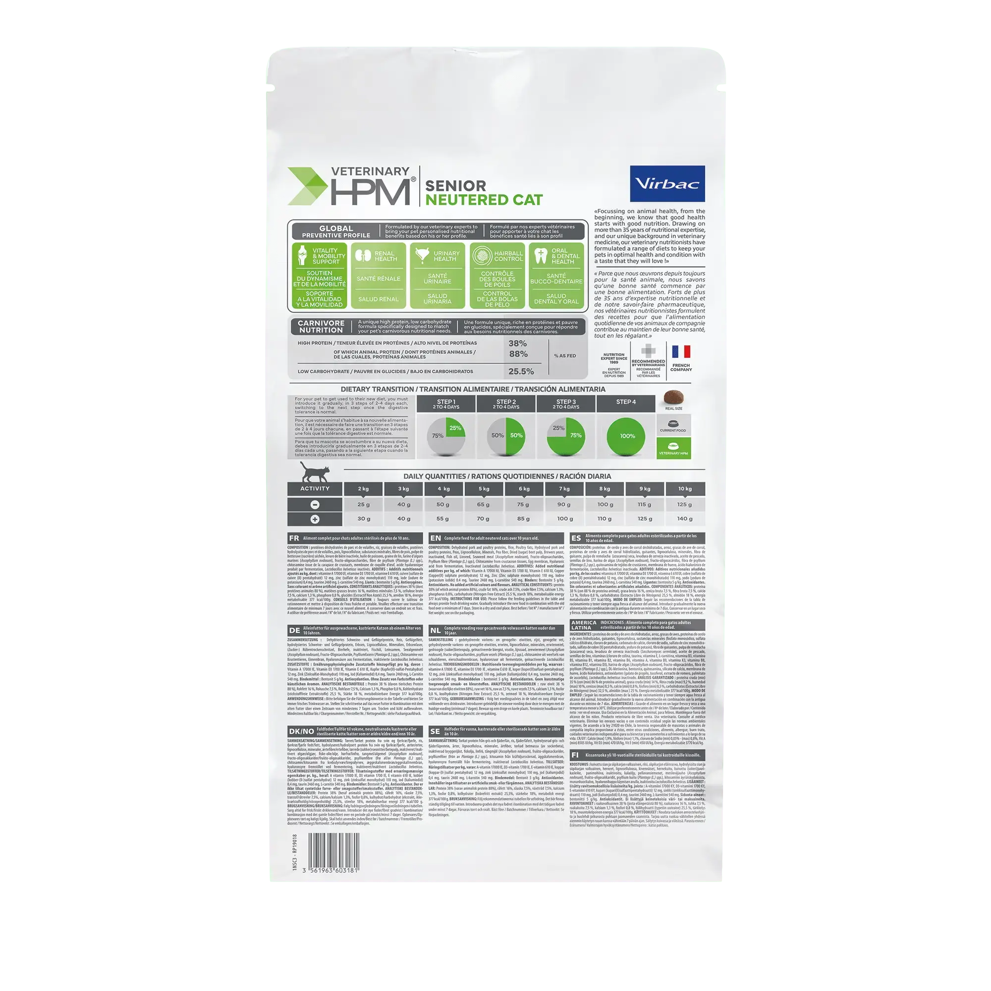 Virbac HPM Senior Neutered Dry Cat Food Virbac