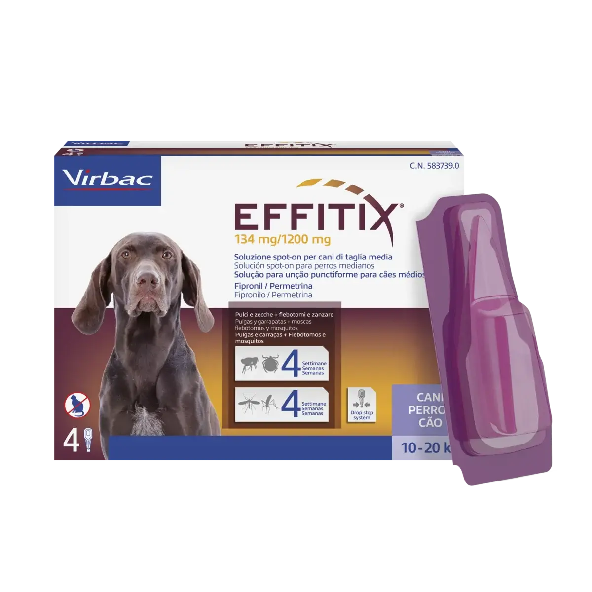 EFFITIX SPOT ON FOR DOGS 4 PIPETTES VIRBAC