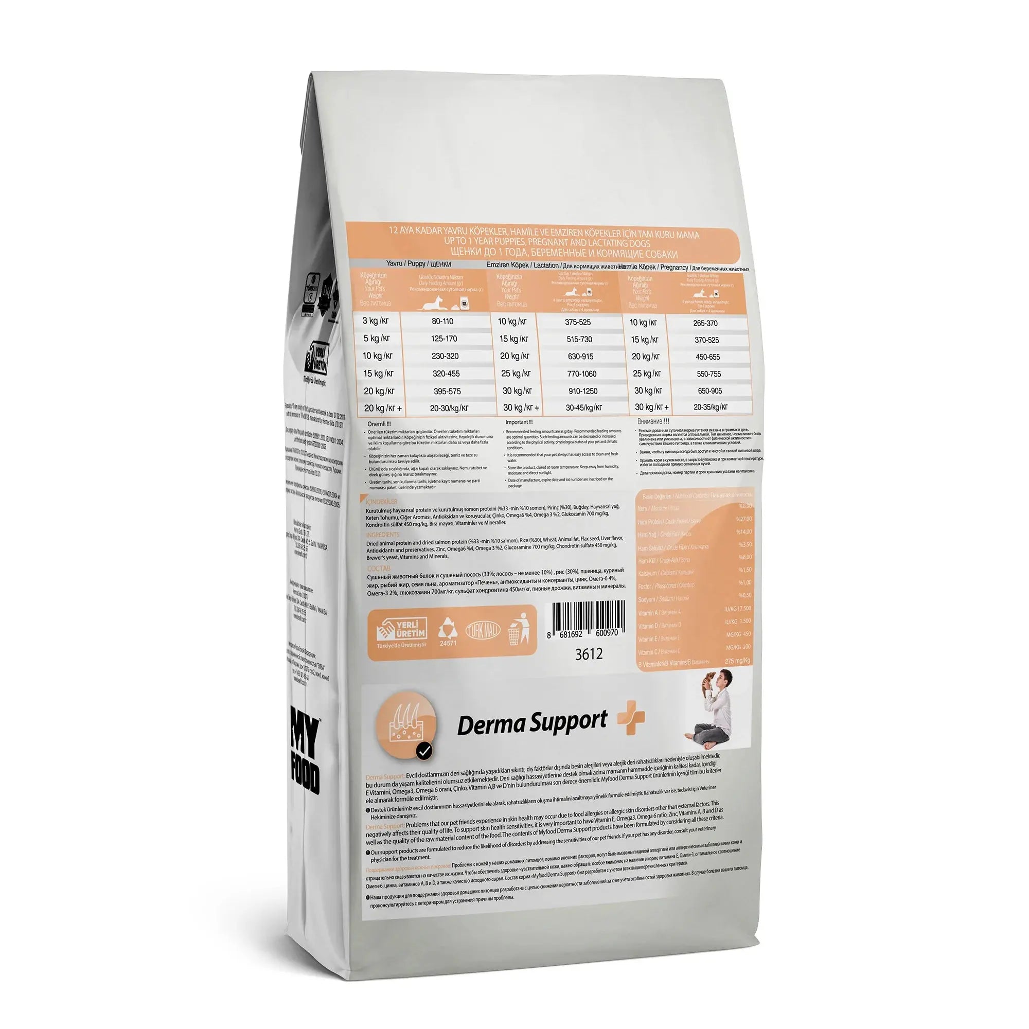 MYFOOD PUPPY MEDIUM & LARGE DOG BREED FOOD FOR DERMA SUPPORT Petszapp