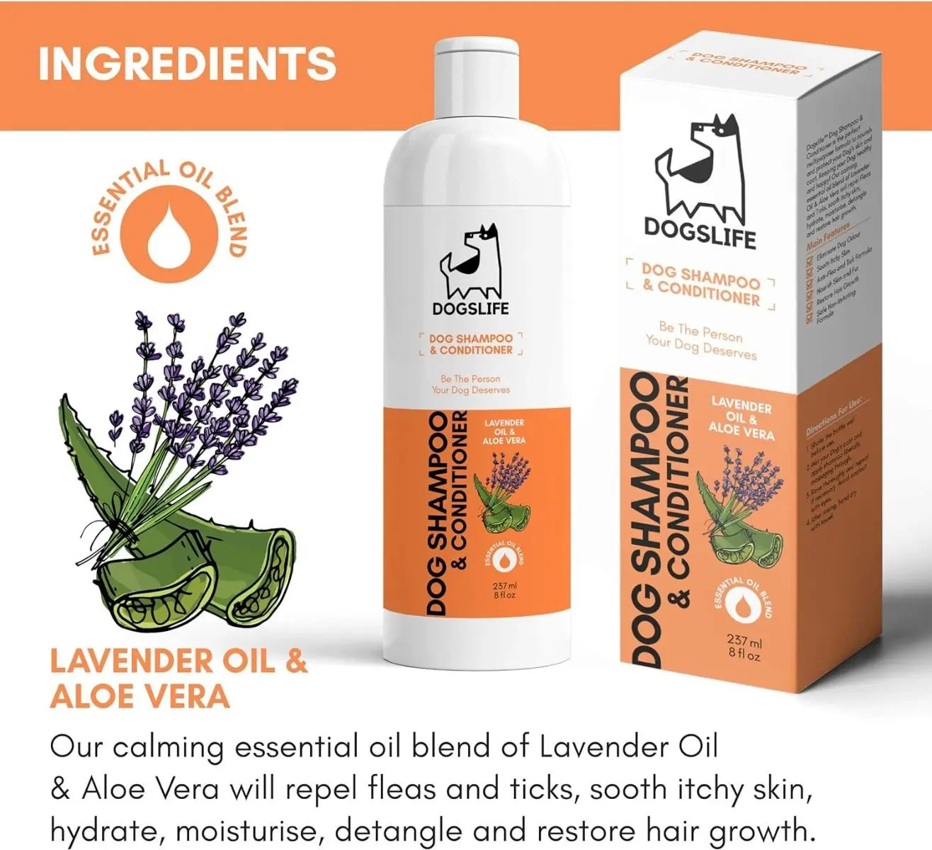 DOGSLIFE DOG SHAMPOO & CONDITIONER 237ML DOGSLIFE