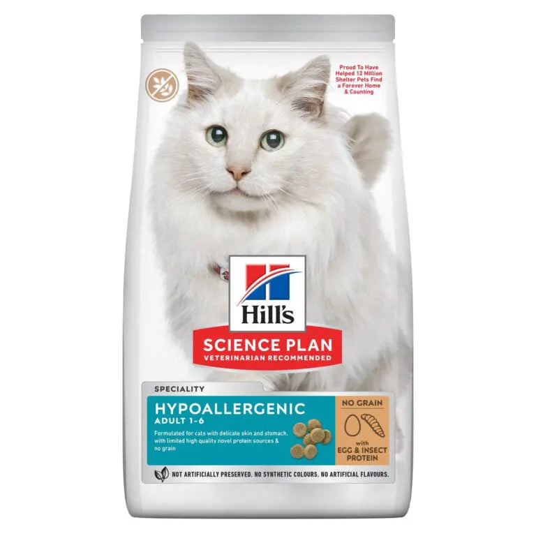 HILL'S SCIENCE PLAN HYPOALLERGENIC CAT FOOD WITH EGG & INSECT PROTEIN 1.5KG Hills
