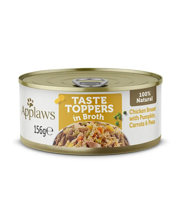 APPLAWS TASTE TOPPES IN BROTH WET DOG FOOD 156G TIN APPLAWS