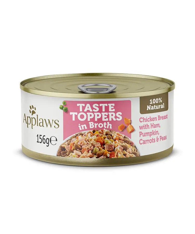 APPLAWS TASTE TOPPES IN BROTH WET DOG FOOD 156G TIN APPLAWS