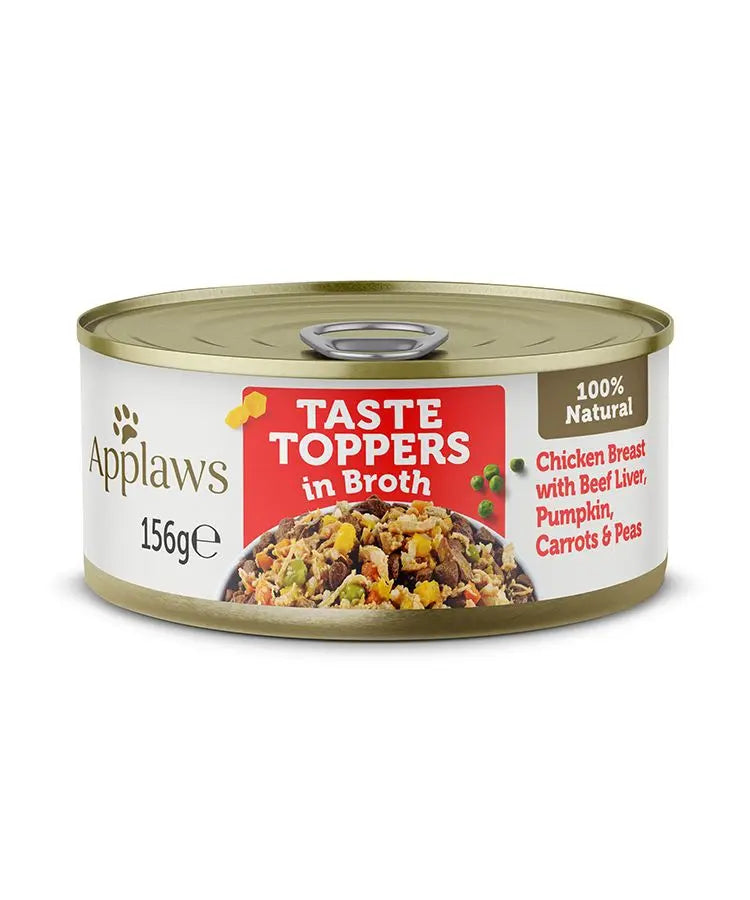APPLAWS TASTE TOPPES IN BROTH WET DOG FOOD 156G TIN APPLAWS