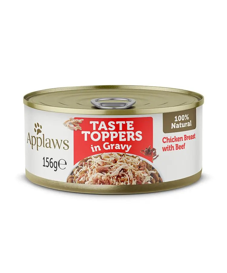 APPLAWS TASTE TOPPERS IN GRAVY WET DOG FOOD 156G TIN APPLAWS